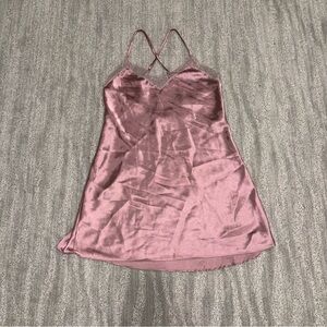 In Bloom By Jonquil Pink Satin Chemise Top Lace Sleeveless Boho Women’s Size S